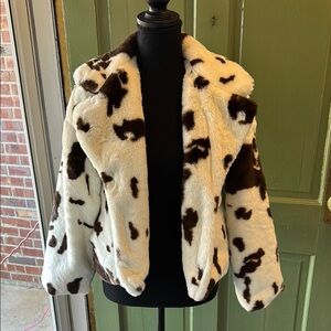 Faux fur cow print jacket